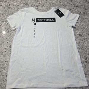 Under Armour Women's Softball White Short Sleeve T-Shirt Medium NWT